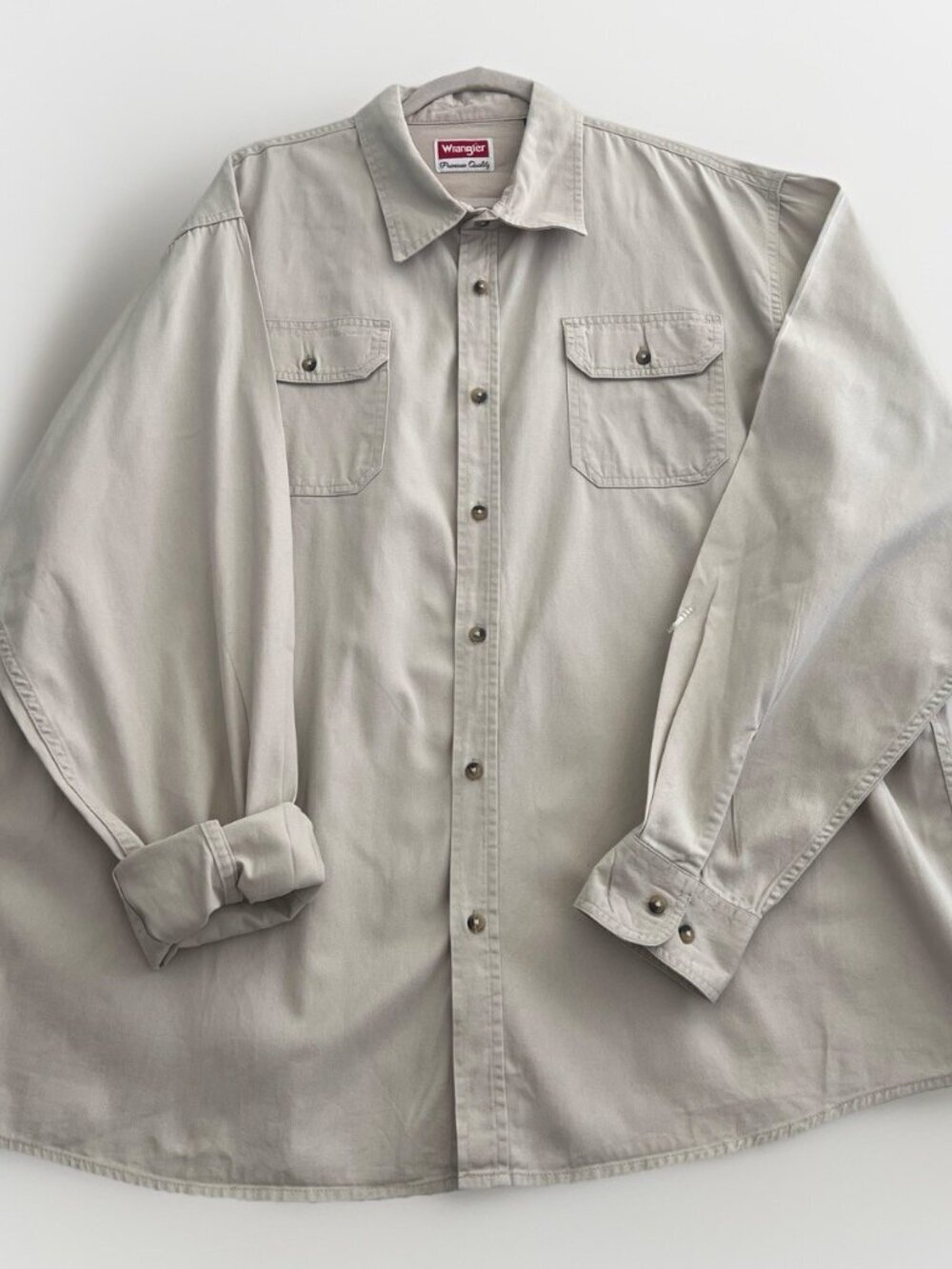 NEW Wrangler Men's Authentic Cowboy Shirt 2XL Cut Work Long Sleeve Beige Mens